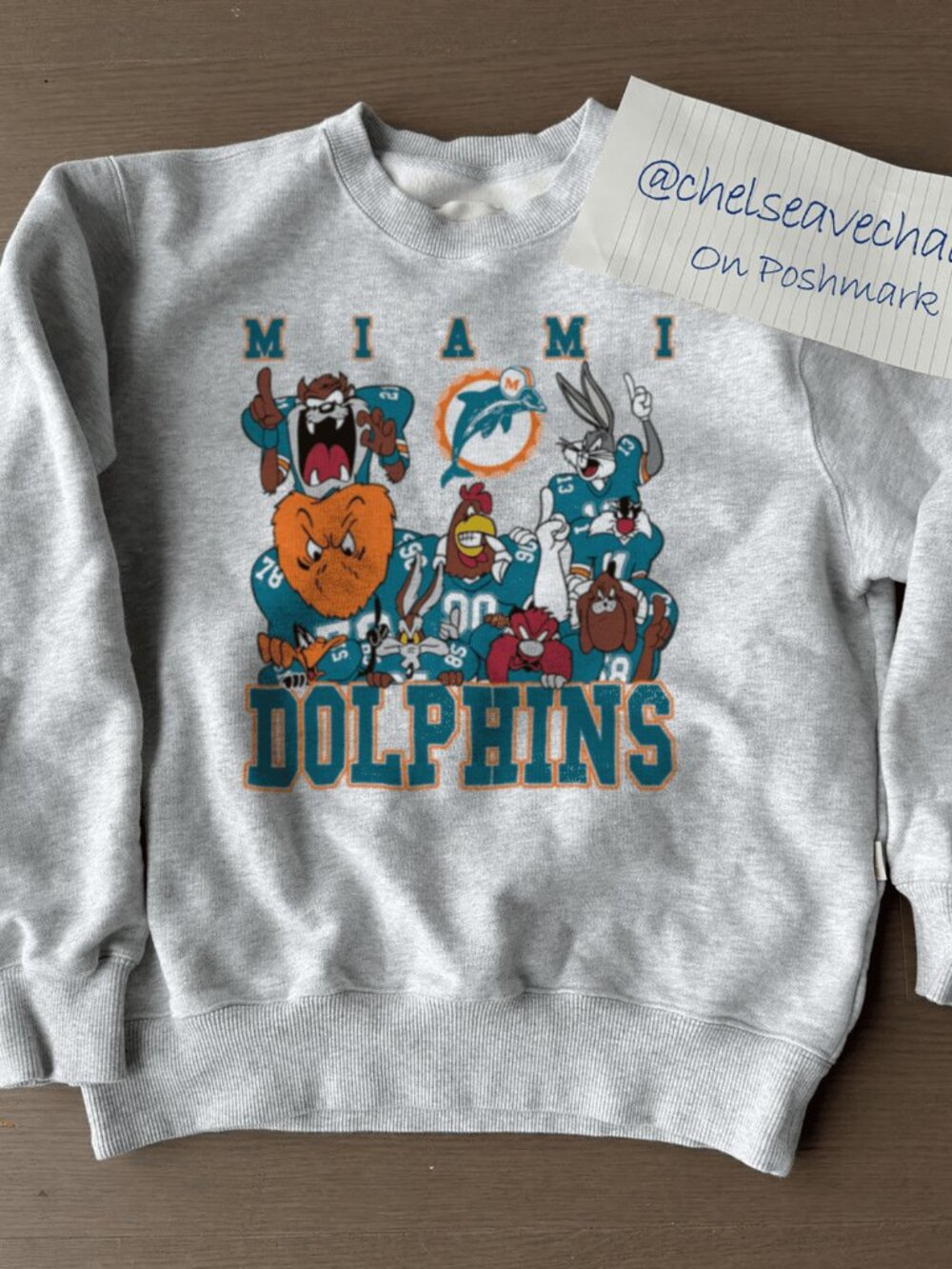 Vintage Miami Dolphins Looney Tunes Football Sweatshirt, Retro 90s NFL Shirt Tee
